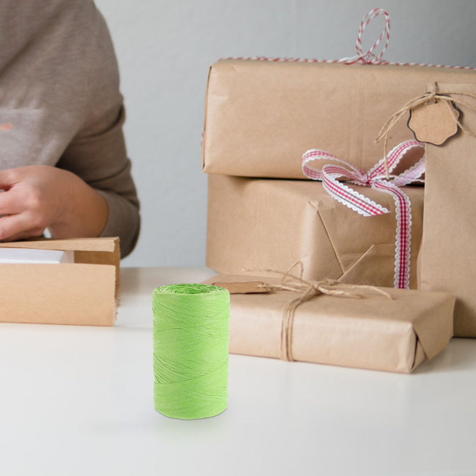 Papercraft Supply Ribbon - Colored Raffia Paper String Flat Ribbon