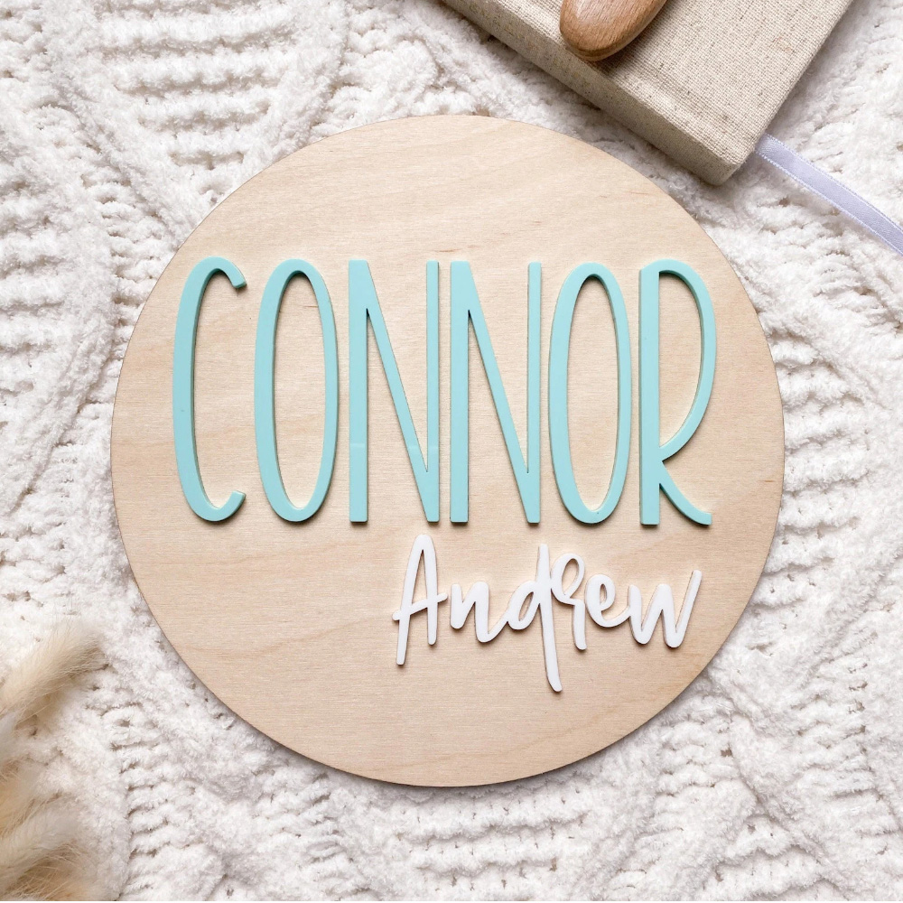 Wedding Party Supply - Personalised Birth Announcement Plaque - Wood