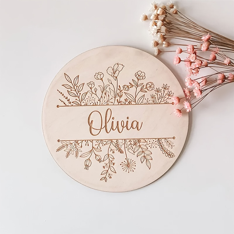 Wedding Party Supply - Personalized Floral Engraved Name Plaque, Custom
