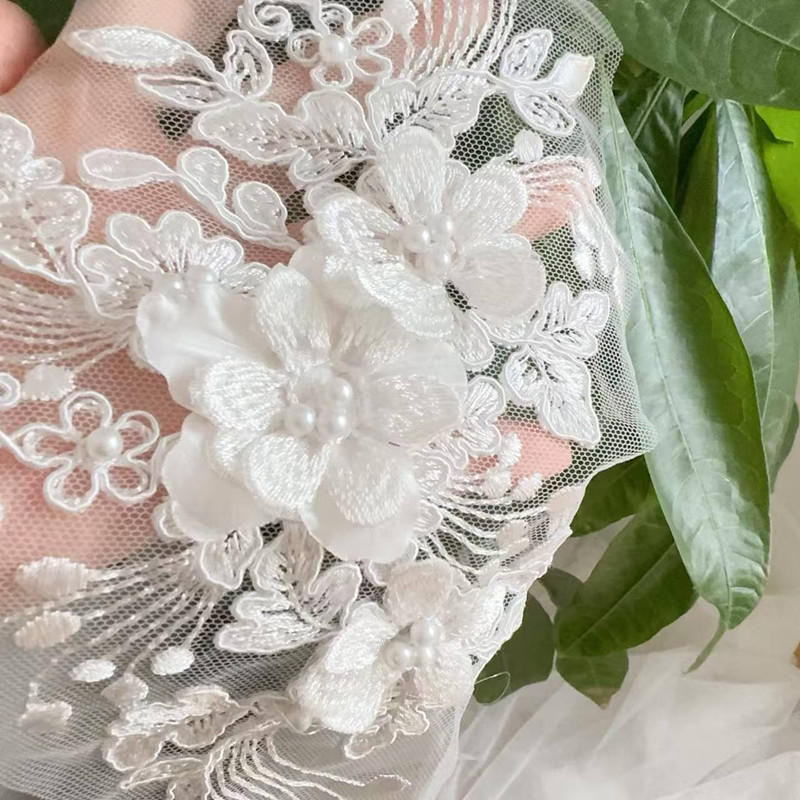 Wedding Dress Supply - 2PCS=1Pair,Rope Embroidery Pearl Lace 3D Mirror