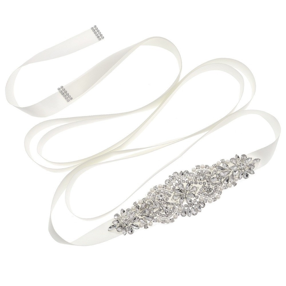 Bridal Sash Ribbon - Fashion Ribbon Bridal Belt Silver Long