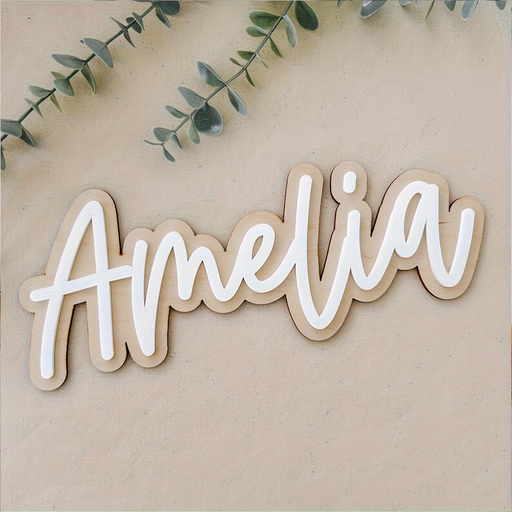 Wedding Party Supply - Customizable Double-Layered Wooden Name Plaque with