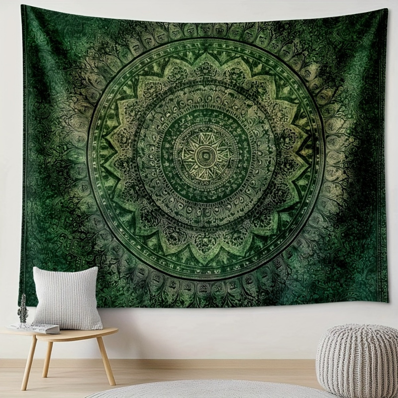Wedding Sutra - VIKAMA Bohemian Green Mandala Floral Tapestry,