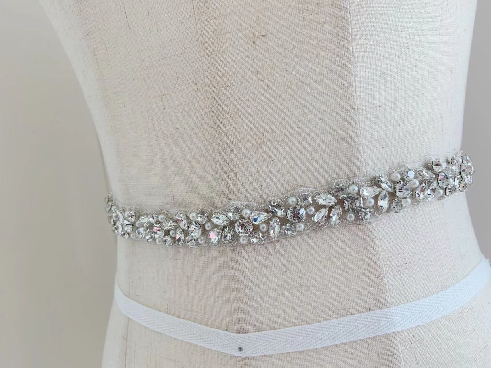 1 Yard/5 Yards Silver Crystal  - Bridal Sash Ribbon review and price