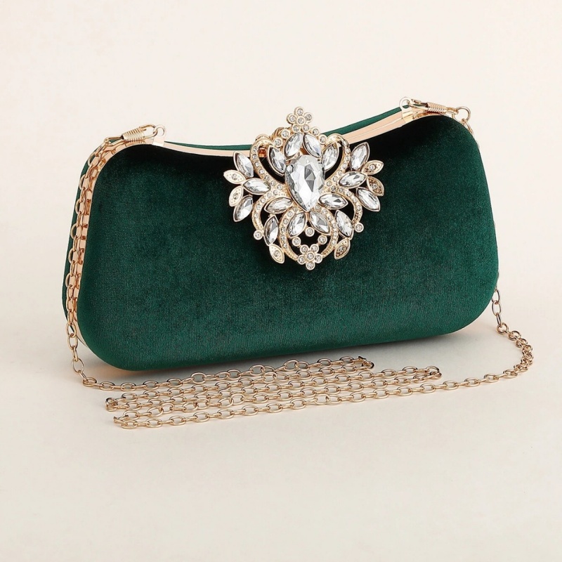 Dark Green Velvet Clutch Bag L - Wedding Vendor review and price