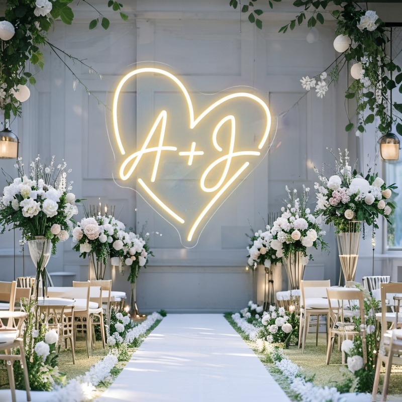 Custom Initials Heart LED Neon - Wedding Party Supply review and price