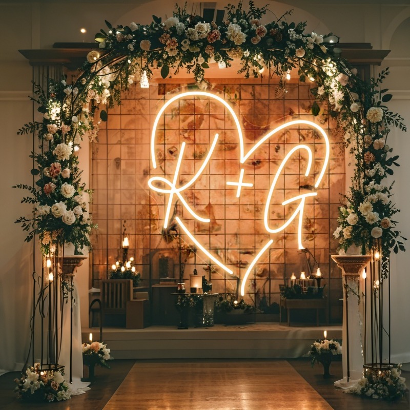 Custom Initials Heart LED Neon - Wedding Party Supply review and price