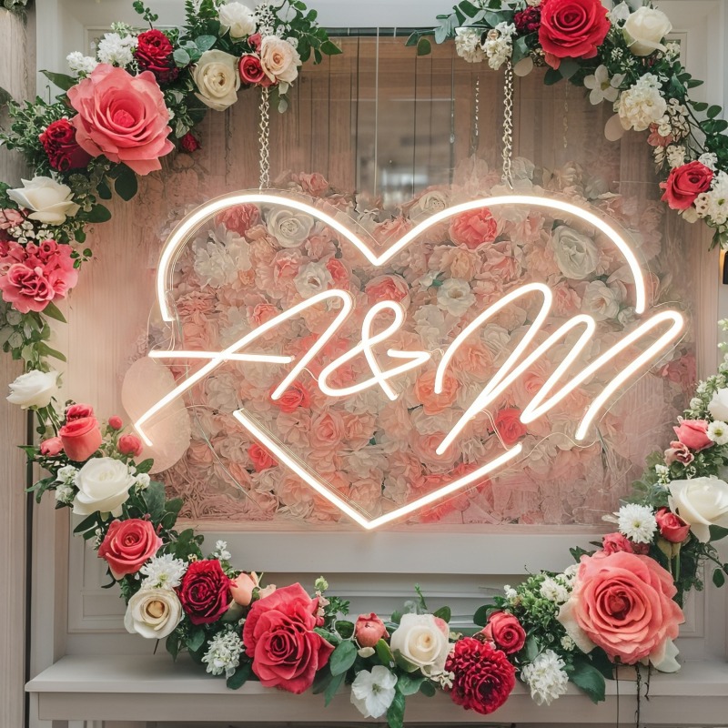 Custom Initials Heart LED Neon - Wedding Party Supply review and price
