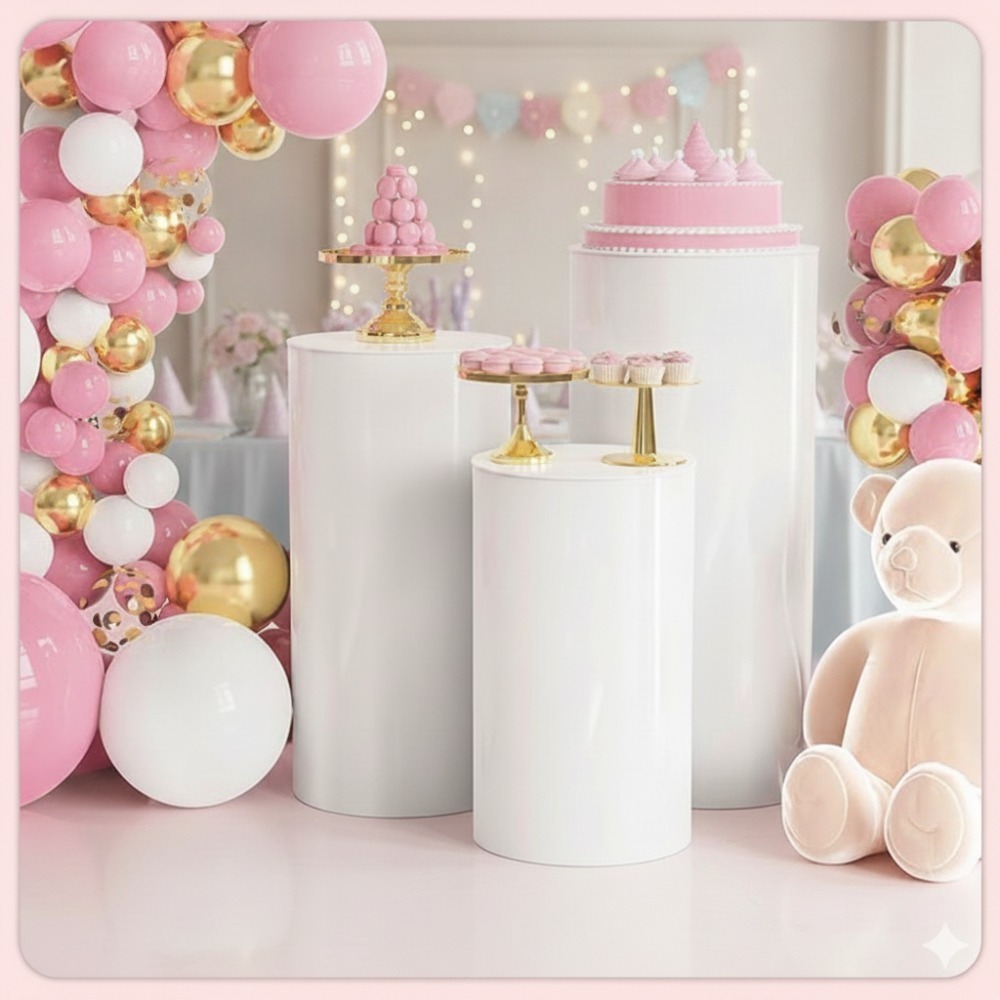 3/5Pcs White Cylinder Pedestal - Wedding Party Supply review and price