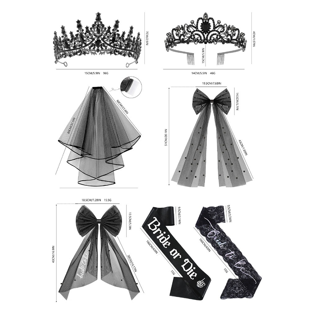 3pcs Gothic Black Bachelorette - Bride Tribe Sash review and price