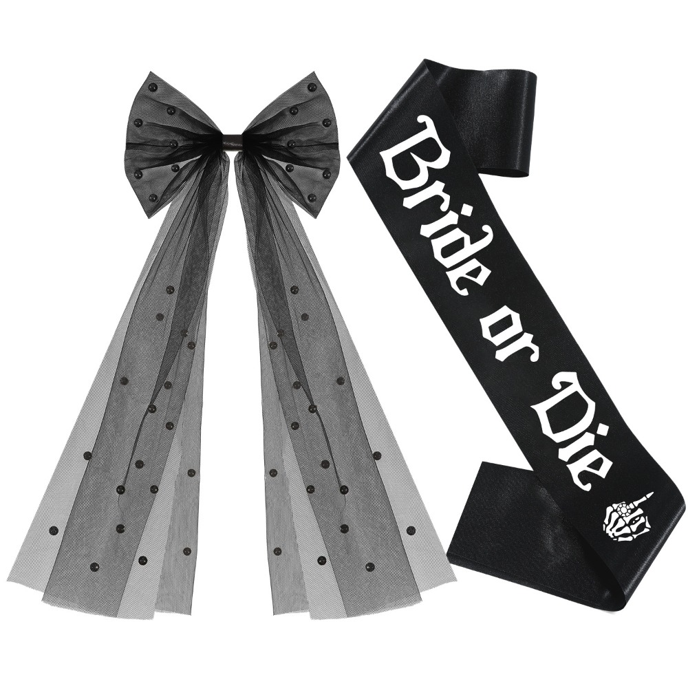 3pcs Gothic Black Bachelorette - Bride Tribe Sash review and price