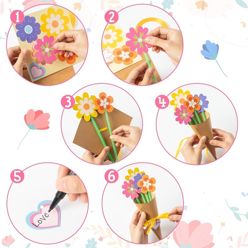 100Pcs DIY Flower Bouquet Kit  - Papercraft Supply Ribbon review and price