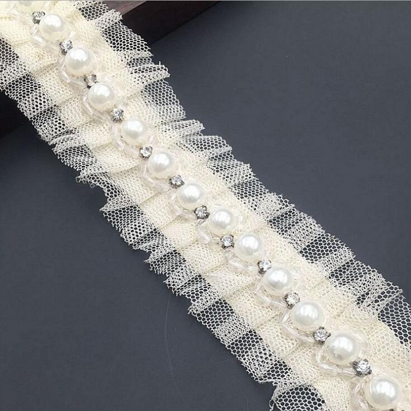 1 yard 1.5cm Ivory Pearl Beade - Bridal Sash Ribbon review and price