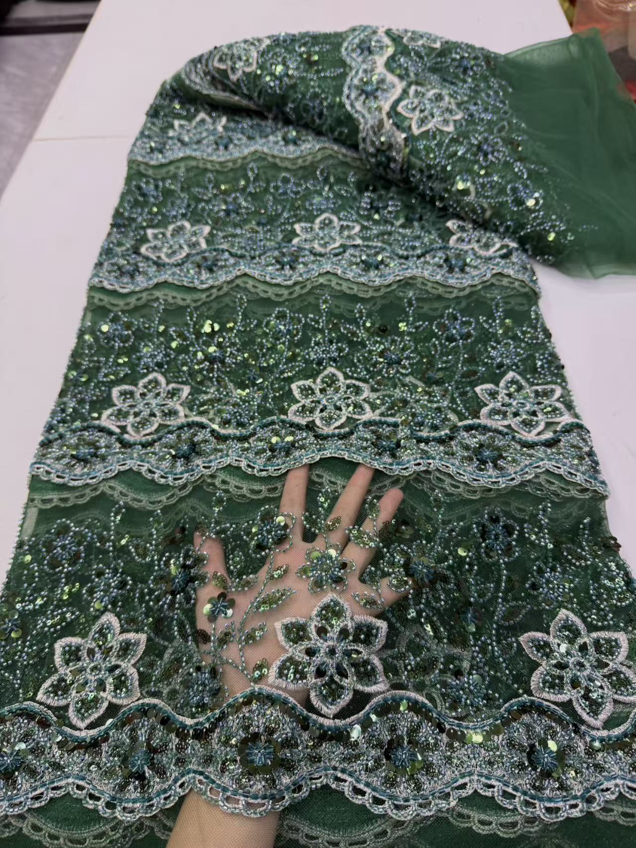 African Beaded Lace Fabric Hig - Wedding Dress Supply review and price