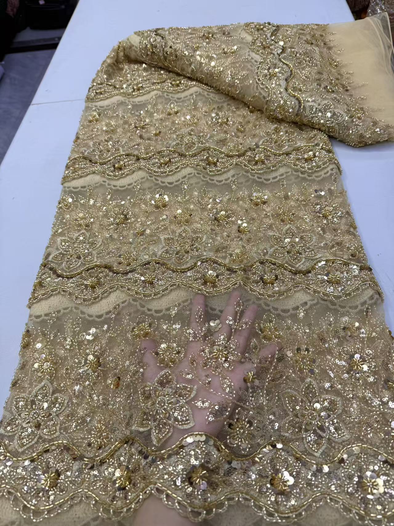 African Beaded Lace Fabric Hig - Wedding Dress Supply review and price