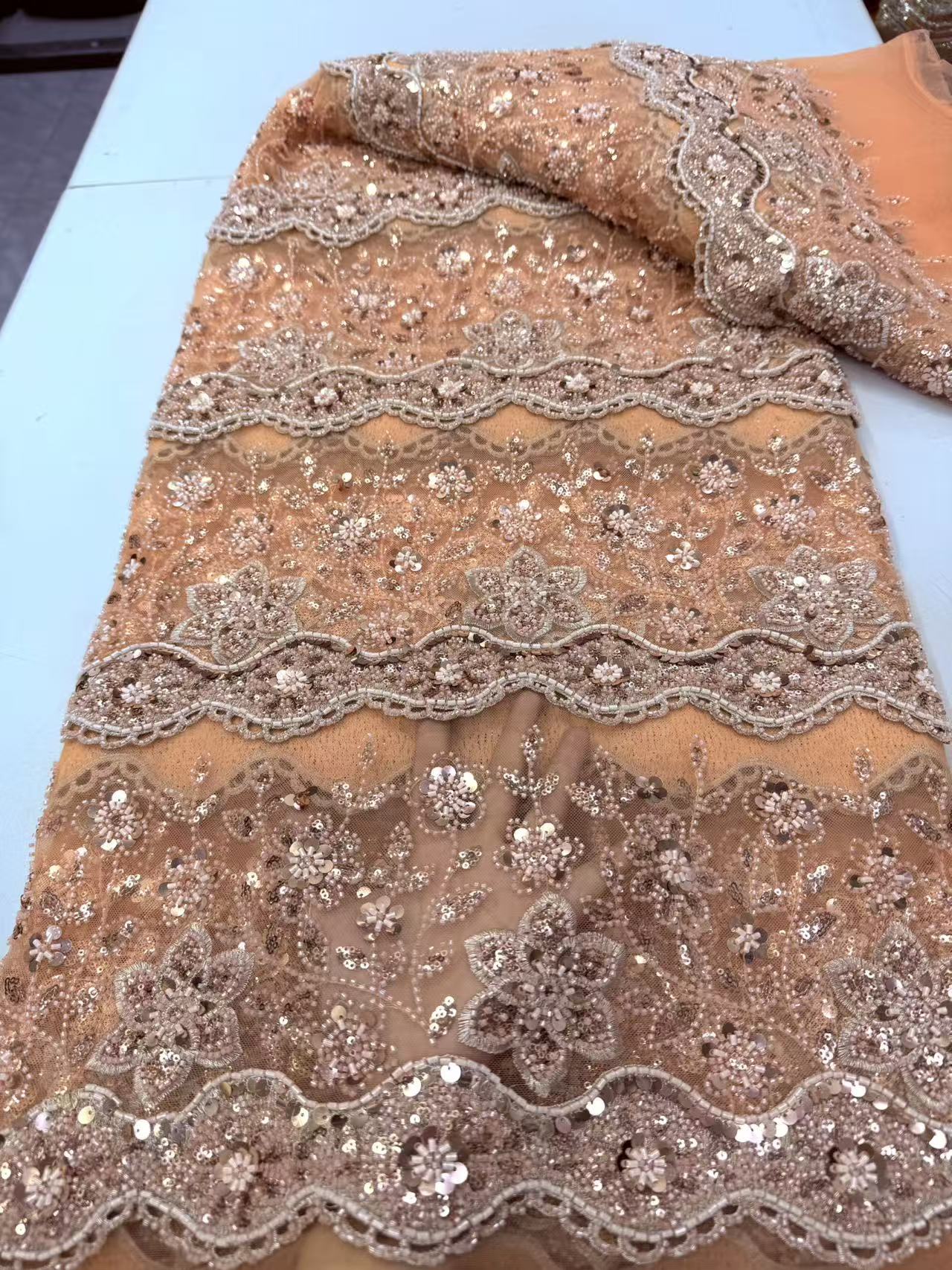 African Beaded Lace Fabric Hig - Wedding Dress Supply review and price